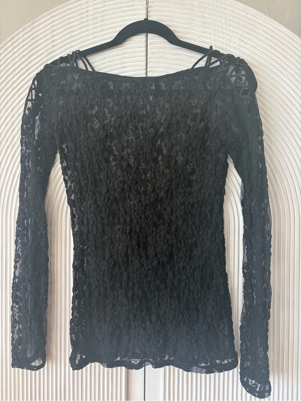 Free People Black Lace Long-Sleeve Top Dress